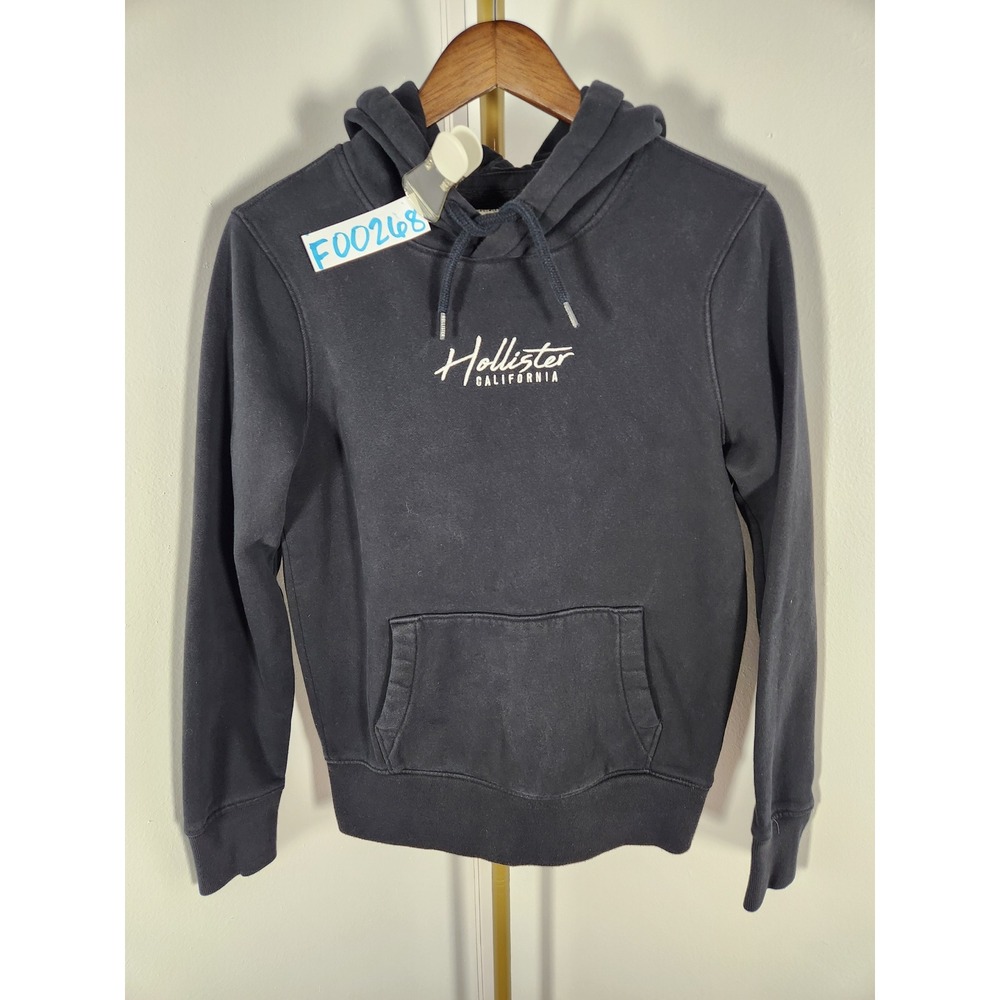Hollister Must Have Collection Black Embroidered Spellout Hoodie Size XS‎